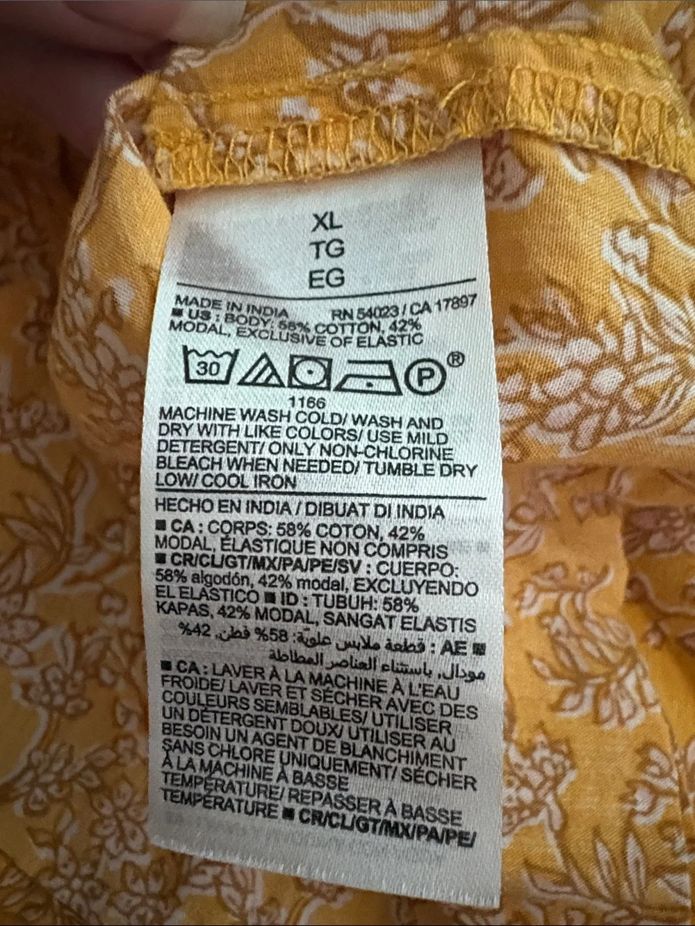 Old Navy Yellow Floral Peasant Blouse Size XL